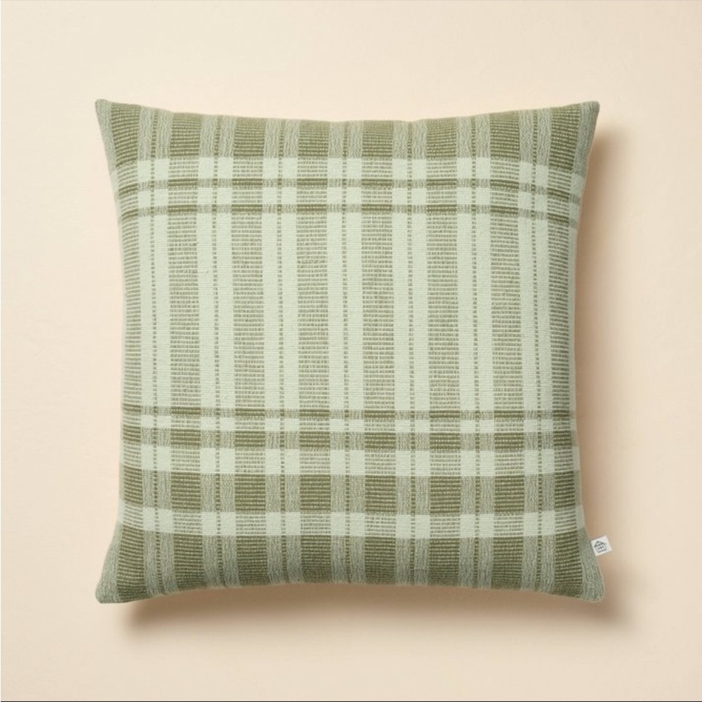 Sold Out Hearth & Hand 18"x18" Tonal Plaid Square Throw Pillow Green NWT